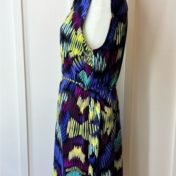 Apt 9 Size 12 Bright Neon Lightweight Sleeveless Button Front Shirt Dress Midi - Picture 2 of 7